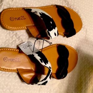 Rue 21 Sandals New with Tags Size 8 Vegan Leather Cow Print